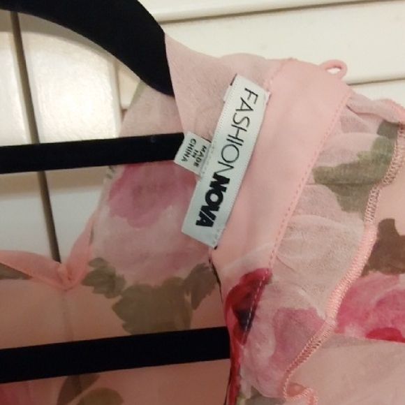 Fashion Nova Pink Floral Ruffle Blouse - Picture 2 of 7